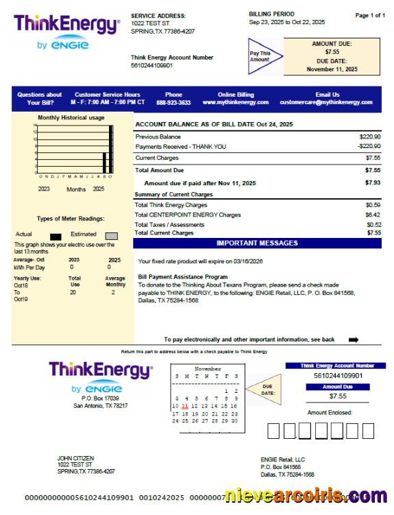 USA Think Energy utility bill, version 2